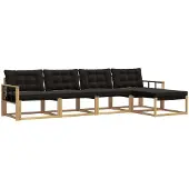 vidaXL Buiten bank set 5 st Wit en zwart