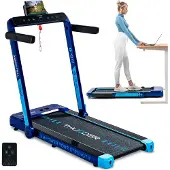 Thunder RACE-BLUE Loopband, 14 km/h, opvouwbaar, Walking Pad, 2 PK, geschikt tot 130 kg, LED, Bluetooth, app, voor fitness thuis