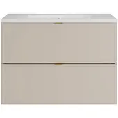 Vente-unique Zwevend badkamermeubel met inbouwwastafel - Beige - 80 cm - ONDIL