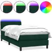 vidaXL Boxspring met matras en LED fluweel donkergroen 80x220 cm