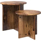 vidaXL Bijzettafelset 2 st Oud hout Ø 45 x 45 cm Geconstrueerd hout