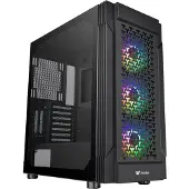 Thermaltake CA-1W2-00M1WN-01 Midi-tower PC-behuizing Zwart 3 voorgeïnstalleerde LED-ventilators, LCS-compatibel, Zijvenster, Geschikt voor DIY-waterkoeling,