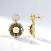 Cavill - Zilveren oorbellen met 925 sterling zilver verguld - 2,07 ct Welo-opaal cabochon uit Ethiopië - 124 Zirkonia 0,78 ct - Elegant en luxe