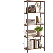 HOMCOM Bookshelf Metaal 60L x 30B x 170,5H cm Rustiek Bruin
