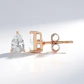 Cavill - Zilveren Oorbellen - 925 Sterling Zilver 18K Roségoud Verguld - Peervormige Cambodjaanse Zirkoon 1,84ct - Elegante Dames Sieraden