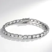 Cavill - Zilveren Armband - 925 Sterling Zilver Gerhodineerd - 30 Ovale Witte Topaas 13 39 Ct - Elegante Damesarmband 19 cm
