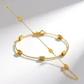 Cavill - Zilveren Armband 925 Sterling Verguld - 2 Mistige Baltische Barnstenen 0,2 ct - Elegant Cabochon Design - Verstelbaar Luxe Sieraad