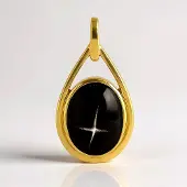 Cavill - Luxe Gouden Hanger - 9k Geelgoud - Indische Ster Diopsied 24,225 ct - Ovaal Cabochon - Minimalistisch en Elegant - 38x20 mm