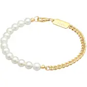 KUZZOI - Armband - Heren Trend Massief met Schelpkern parels in 925 sterling zilver - Heren