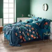 De Witte Lietaer Dekbedovertrek Bird of Paradise Deep Petrol Satijn-240 x 200 / 220 cm | Lits-Jumeaux