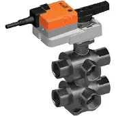 Belimo 6-Weg Regelklep Rp1 Kvs6.3 24VAC/DC 90s MP-Bus 0-10/2-10V 10Nm IP54 R3025-6P3-6P3-B3/NR24A-MP