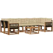 vidaXL Buiten bank set 8 st Natuurlijk en Beige