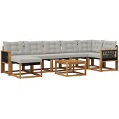 vidaXL Buiten bank set 8 st Naturel en lichtgrijs