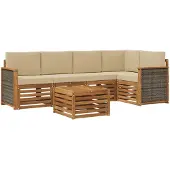 vidaXL Buiten bank set 5 st Naturel Massief Acacia Hout en Polyester