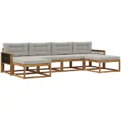vidaXL Buiten bank set 6 st Naturel en lichtgrijs