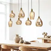 LumenXL Hanglamp Nilo – 7-lichts amber glas met bolling