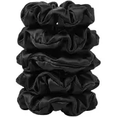 Yuaia Haircare Yuaia 5-pak Soft Satin Scrunchies Medium Black 5 stk.