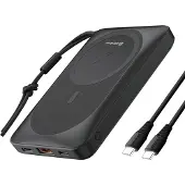 Swissten Powerbank Geschikt voor Magsafe - 10.000 mAh - Draadloos opladen - USB & USB-C - Geschikt voor iPhone 12/13/14/15/16/17 - Zwart