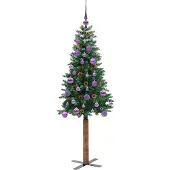 vidaXL Slanke Kerstboom Groen 150 cm PVC en massief dennenhout