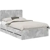 vidaXL Bedframe met lade Beton Grijs 135 x 190 cm Ingenieurshout
