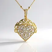 Cavill - Zilveren halsketting 925 sterling zilver verguld - Cambodjaanse zirkoon 2,38 ct pavé - Hartvormige hanger - Verstelbaar elegant sieraad