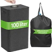 Ceruzo Statiegeld Container – 100L – Met Uitneembare Lege Flessentas – Opvouwbaar – Zwart