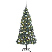 vidaXL Kunstkerstboom met Bal Set, Voorverlicht Groen 120 cm PET