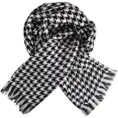 Unyqoos Elegante en Zachte Dames Sjaal met Pied-de-Poule Patroon en Kwastjes