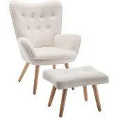Unyqoos Comfortabele fluwelen fauteuil met kruk voor woonkamer en slaapkamer