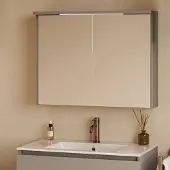 Fontana Grado spiegelkast met verlichting 80cm 2 deuren taupe