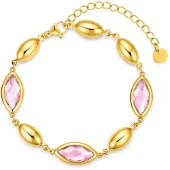 CO88 Collection - 8CB-91421 - Dames Armband Roze Glasstenen - Stainless Steel Cadeau
