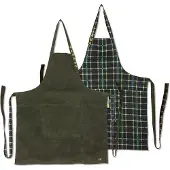 Dutchdeluxes Omkeerbare schort Khaki vs Checkered Green