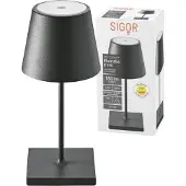 Sigor Nuindie mini LED oplaadbare tafellamp, USB-C, zwart, IP54, dimbaar. Nuindie, dimbaar, zwart, Woon-/ Eetkamer, Aluminium, Modern