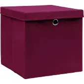 vidaXL Opbergboxen met deksel 10 st 28x28x28 cm donkerrood