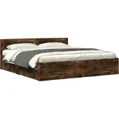 vidaXL Bedframe met hoofdeinde bewerkt hout gerookt eiken 180x200 cm