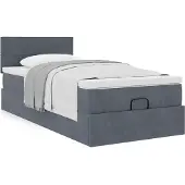 vidaXL Ottoman bed met matras 120x200cm fluweel donkergrijs