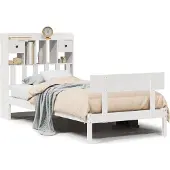 vidaXL Bed met boekenkast zonder matras grenenhout wit 140x190 cm