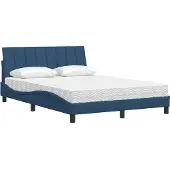 vidaXL Bed met matras "Hanko" stof blauw 180x200 cm