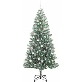 vidaXL Kunstkerstboom Sneeuw Gevlokt met LED Licht Groen en Wit 210 cm