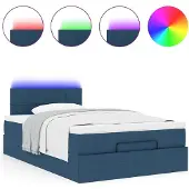 vidaXL Bed poef met matras en LED's 120x190 cm stof blauw