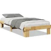 vidaXL Bedframe zonder matras 75x190 cm massief hout eiken