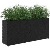 vidaXL Plantenbakken met 2 potten 2 st 90x20x40 cm poly rattan zwart