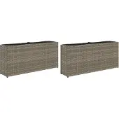 vidaXL Plantenbakken met 2 potten 2 st 90x20x40 cm poly rattan grijs