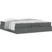 vidaXL Bedframe met matras 2 st Dim Grijs Stof