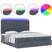 vidaXL Ottoman bed met matrassen en LED's 180x200cm fluweel