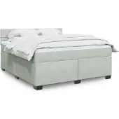 vidaXL Boxspring met matras fluweel lichtgrijs 180x200 cm