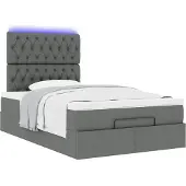 vidaXL Ottoman bed met matras en LED's 120x200cm stof donkergrijs