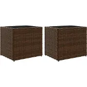 vidaXL Plantenbakken 2 st 36x30x32 cm poly rattan bruin