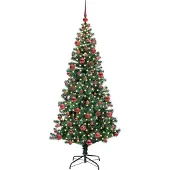 vidaXL Kunststof Voorverlichte Kerstboom Groen 180 cm PVC en Metalen
