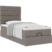 vidaXL Ottomanbed met matras, taupe, 140x190 cm, gestoffeerd